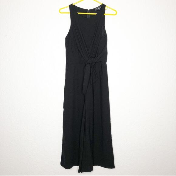 Lulus black tie front sleeveless wide leg faux wrap jumpsuit size Small - Picture 1 of 15